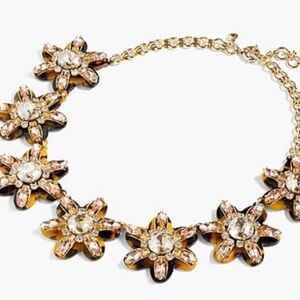 J. Crew Gold Floral Crystal Necklace